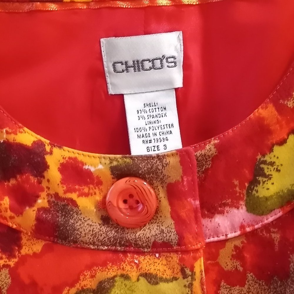Chico's Floral Multi Colored Hidden Button Jacket Size 3 Chico's  Size XL 16 - Picture 3 of 12